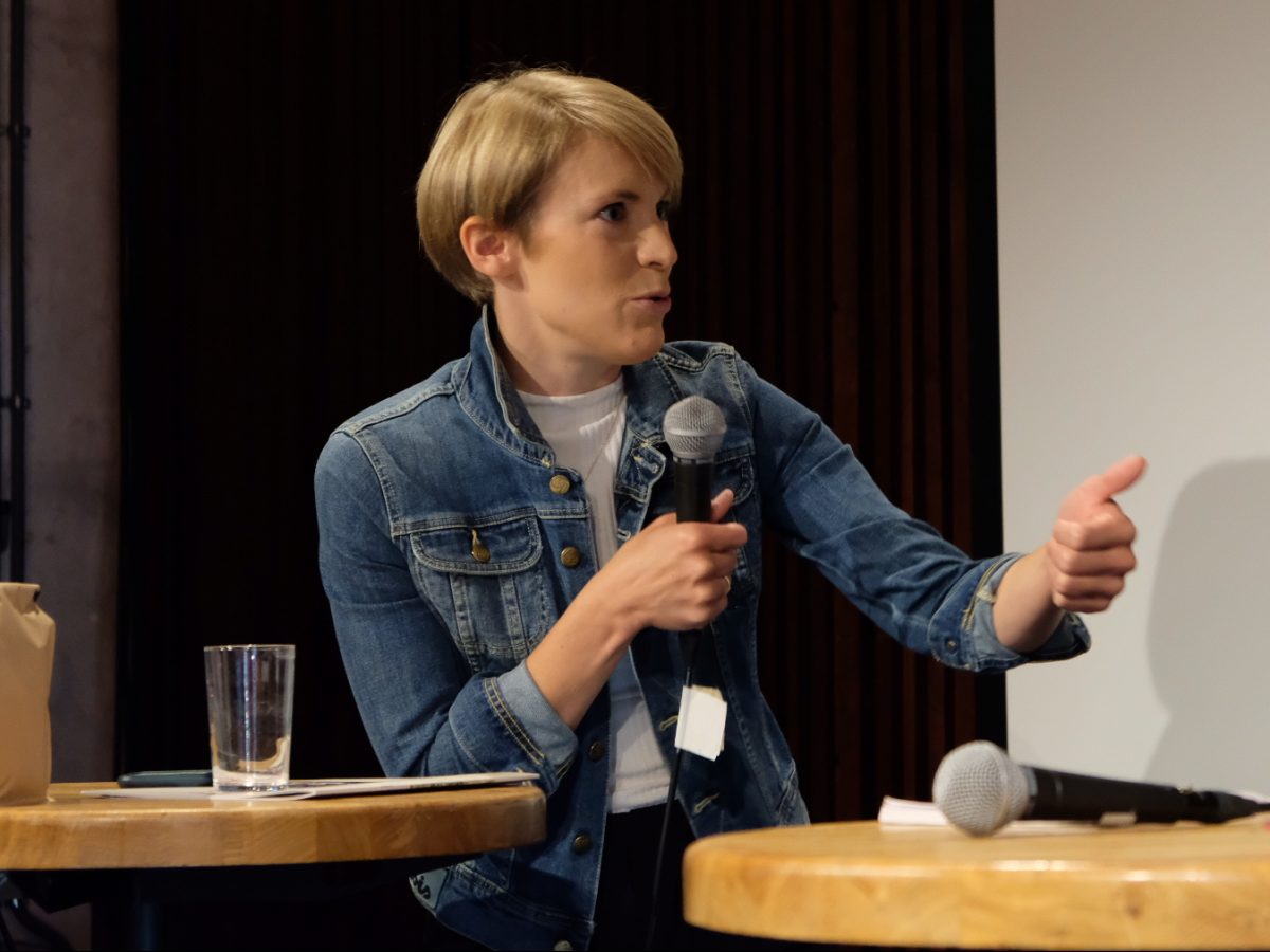 Kari Elisabeth Kaski i debatt. Foto
